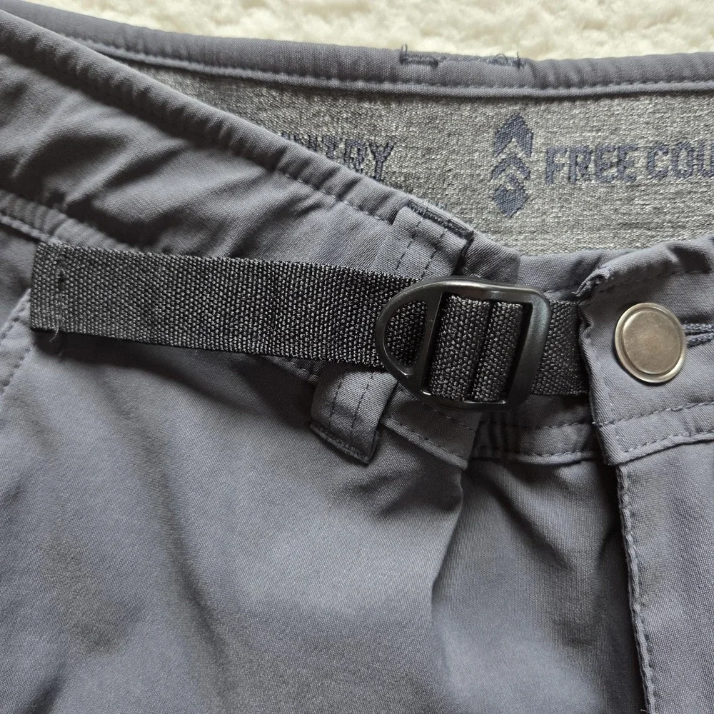 Free Country Shorts Mens 30 Gray Adjustable Waist Belt Hiking Microfiber Outdoor